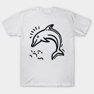 Stick Figure of a Dolphin in Black Ink T-Shirt